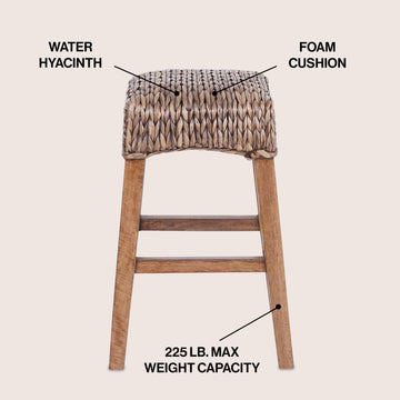Maui Rustic Bohemian Hyacinth/Wood Backless Counter Stool